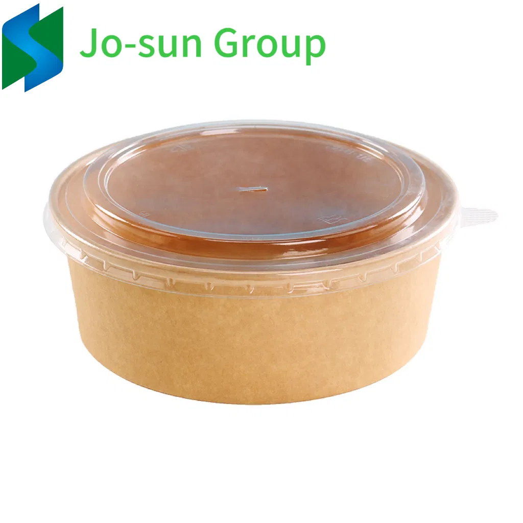 Round Brown Biodegradable Eco-Friendly Take out Salad Fast Kraft Paper Soup Cup Bowl