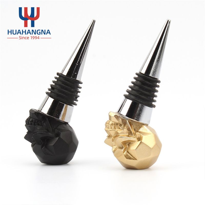 Bar Stainless Steel Silicone Resin Cool Stopper Decorative Skull Wine Bottle Stopper with Airtight Rubber Seal for Party Wedding