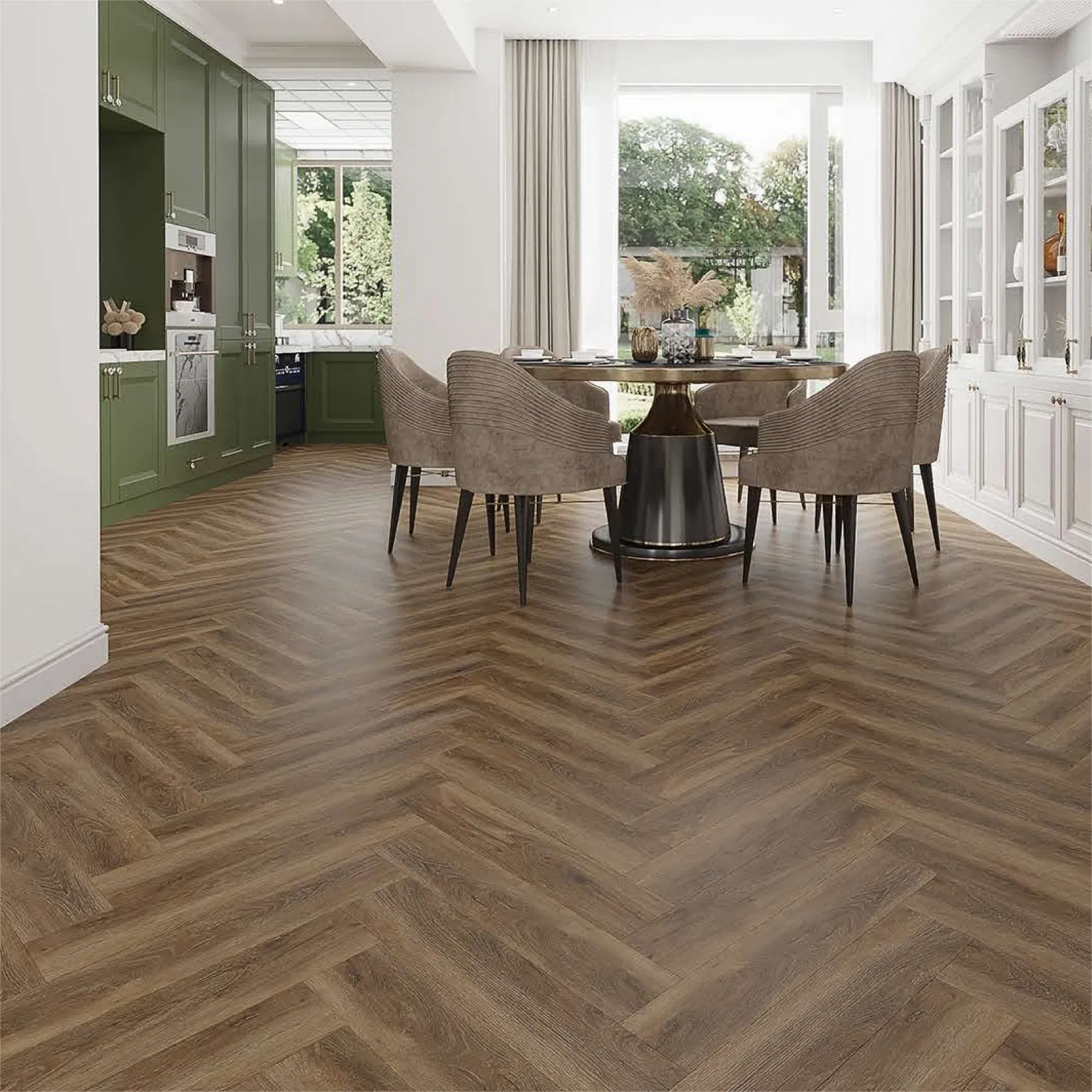 Free Sample 6mm 7mm 8mm Waterproof and Non-Slip Herringbone Vinyl Floor