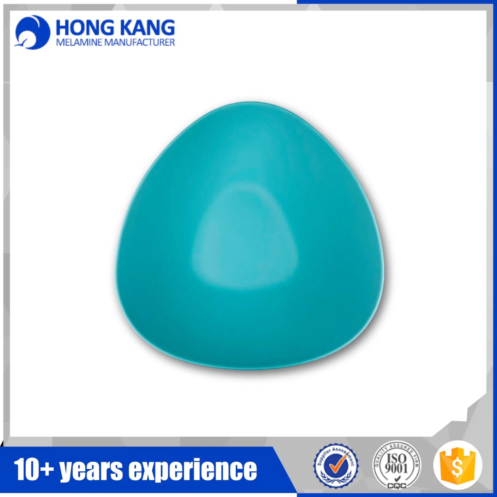 10.9-Inch Melamine Teal Blue Triangle Wan Bowl