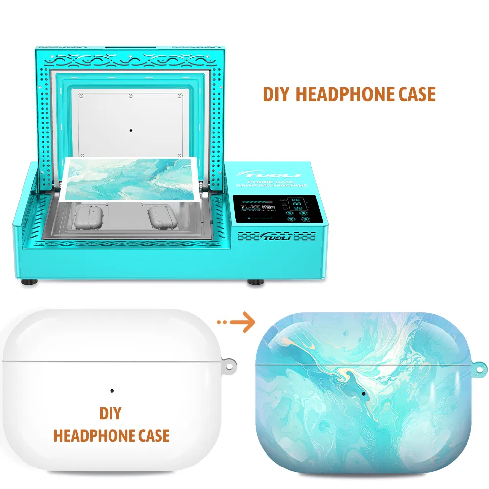 Tuoli Mini Portable Phone Accessories Printing Machine Mobile Cover 3D Sublimation Printer for Custom Earphone Headphone Case