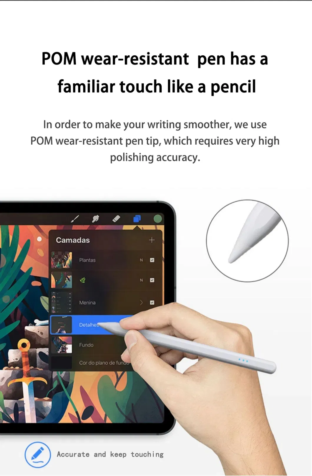 High Quaity Capacitive Stylus Touch Pen for Apple Pencil USB-C Touch Screens iPhone iPad Laptop