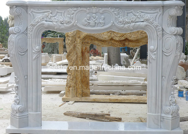 New Special Grey Wood Marble Fireplace Mantels & Surrounds