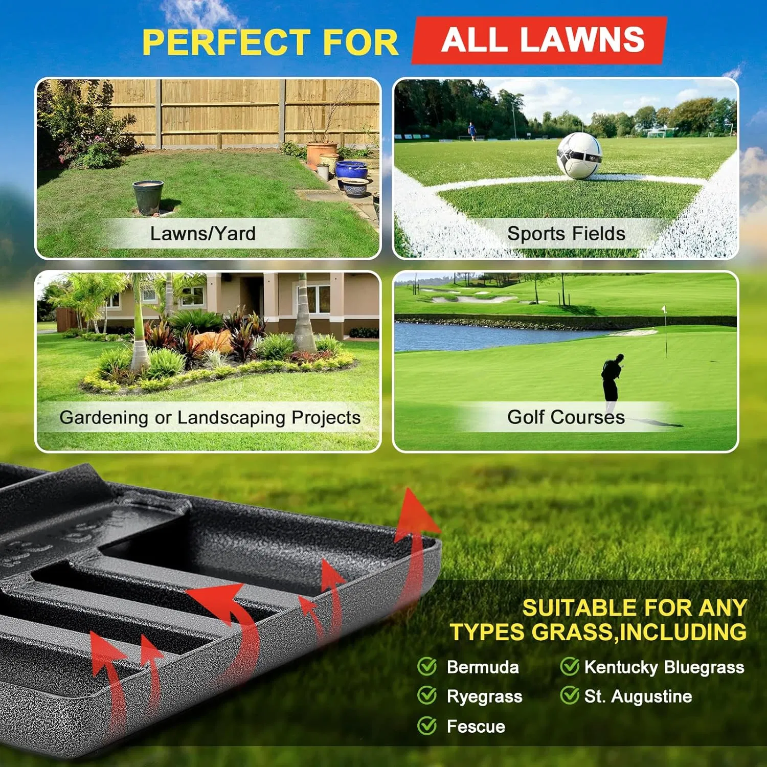 Voda Heavy Duty 17"X10" Steel Lawn Leveling Rake