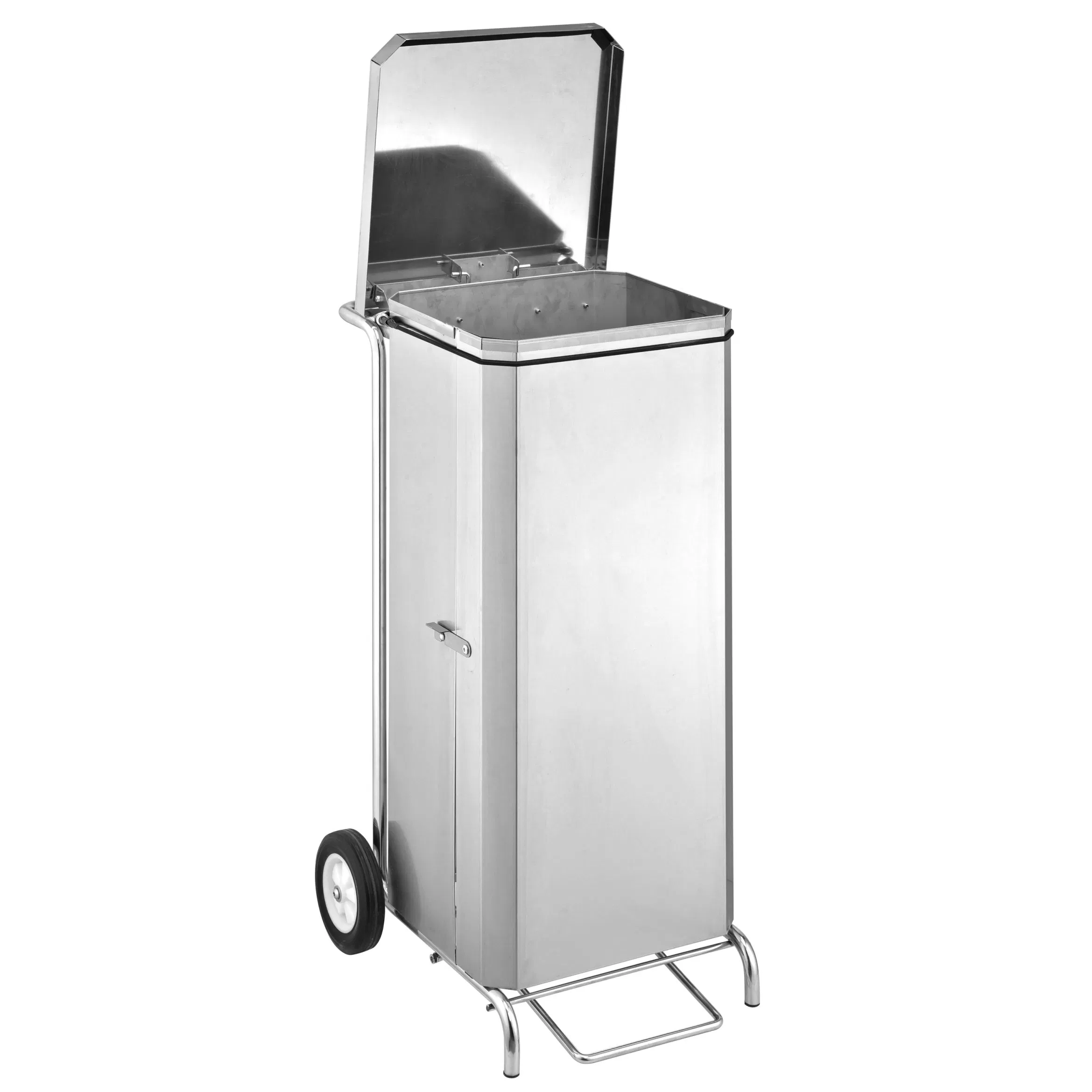 Большой квадратный мусорный бак из нержавеющей стали