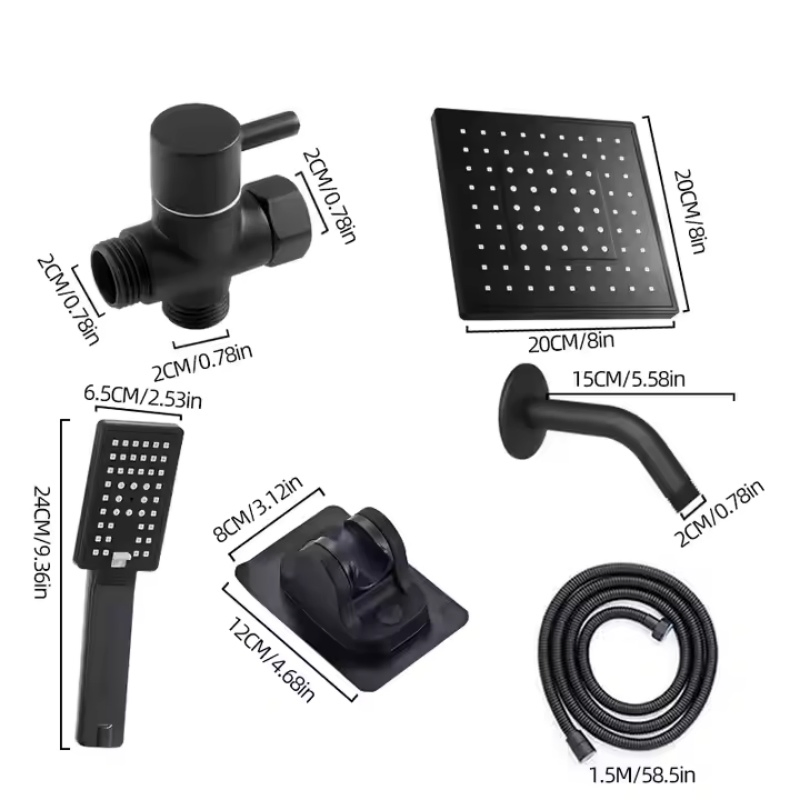 Black Shower Set: Overhead & Handheld for Versatile Bathing