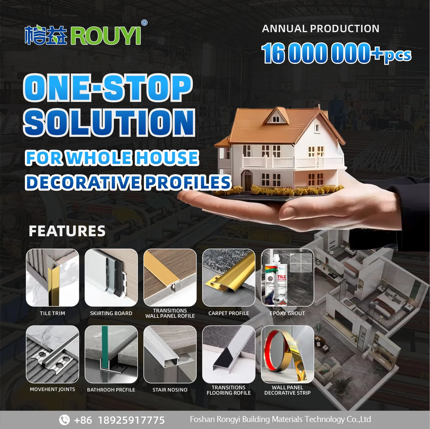 Central Asia Projects Durable Aluminium Tile Trim Profile Ceramic Wall Tile Trim