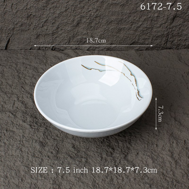 Gold Marble Noodle Soup Bowl Melamine Dinnerware Custom Ramen Bowl for Restaurant