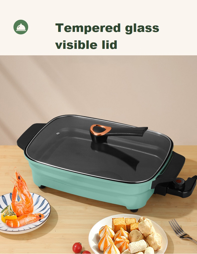Electric Pot Cooking Steam Square Fish Frying Pan Omelet BBQ Hot Pot