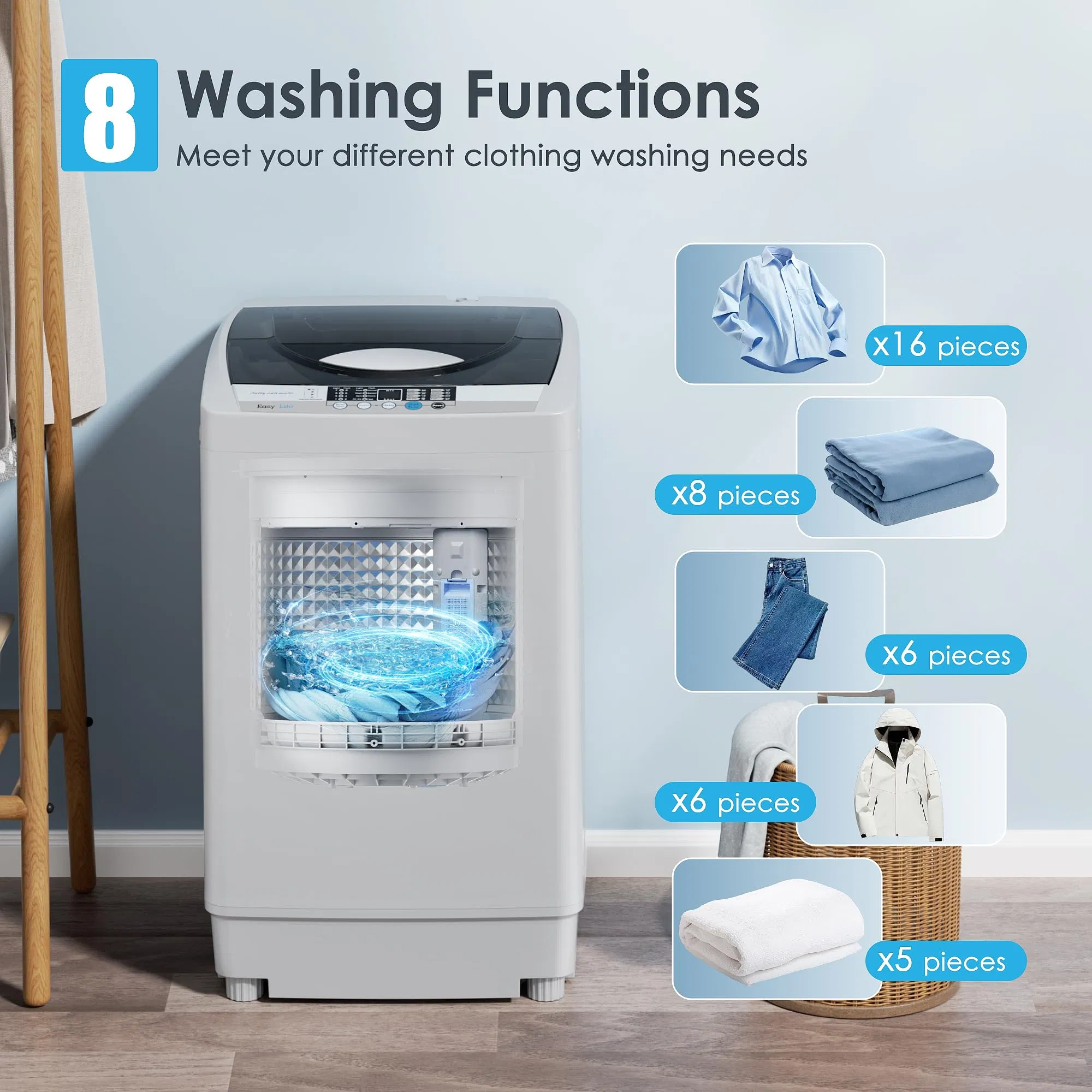 Portable Pulsator Washing Machine for Efficient Apartment Laundry Needs