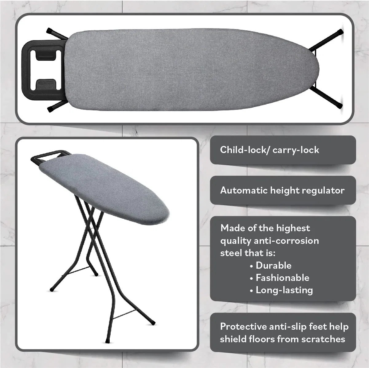 Ironing Board Patent Fast-Glide Zone 4 Layer Height Adjustable Iron Steel Legs