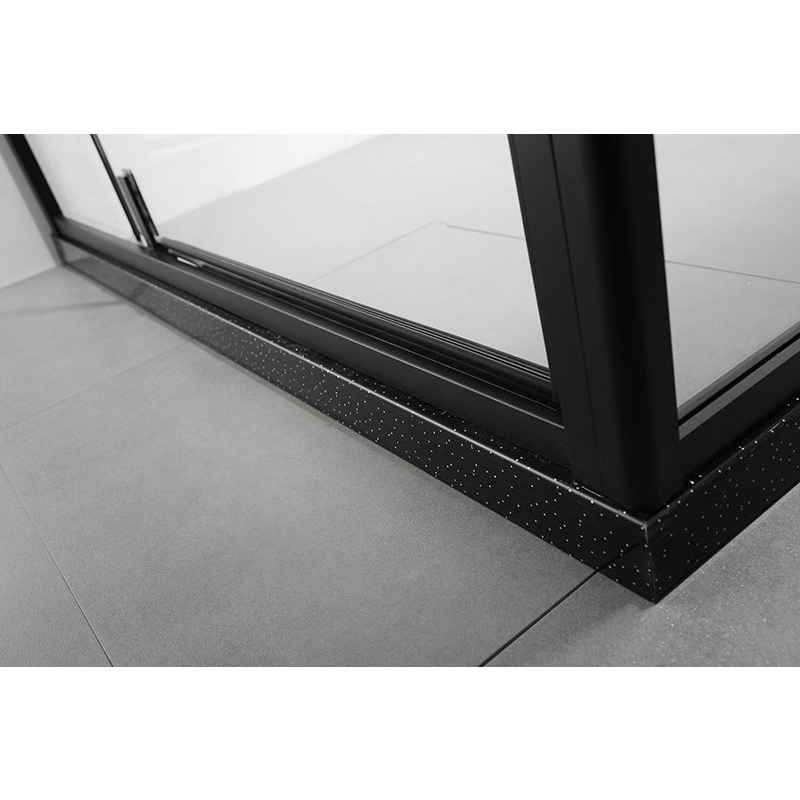 1 Shape Black Frame Stainless Steel Hinge Shower Doors Simple Shower Room for 2 Person