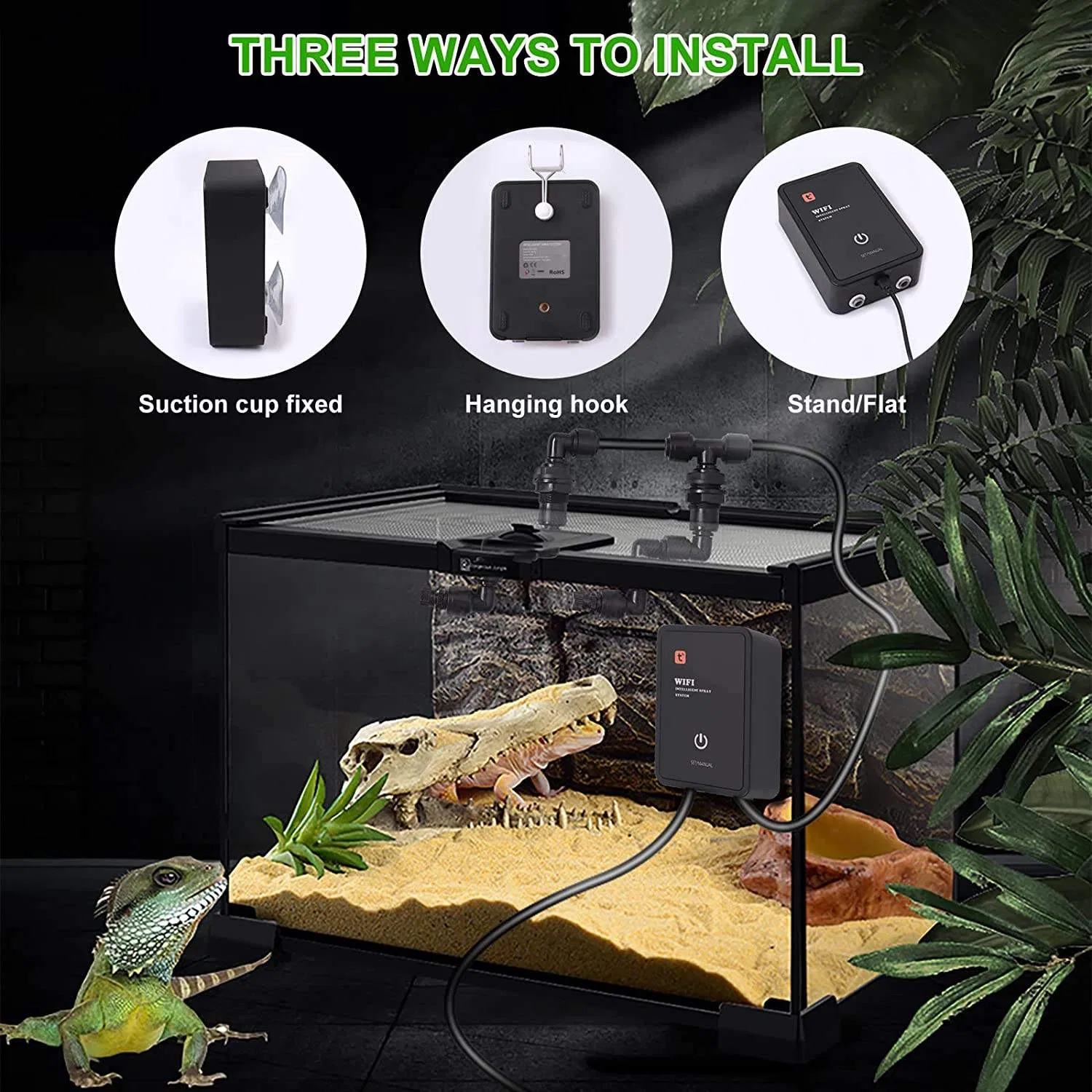 Tuya WiFi Reptile Humidifier Fogger Terrarium Watering Reptile Mister System with Adjustable Spray Hoses and Nozzle Sprinkler