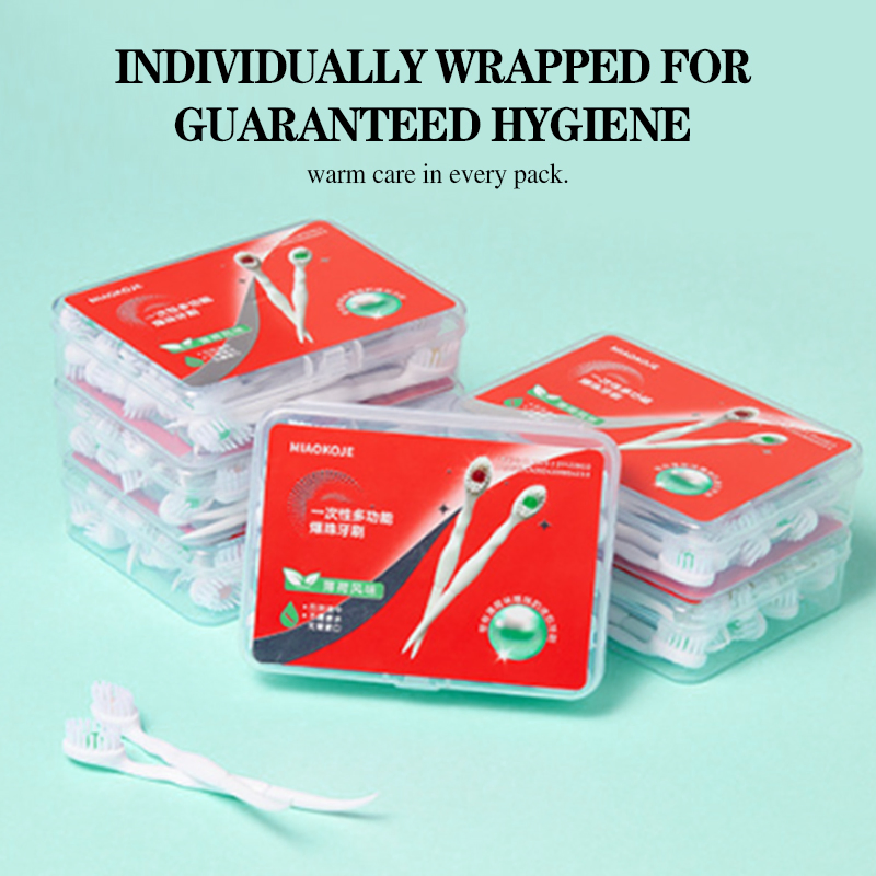 20-Pack Portable Disposable Mini Toothbrush Set New Explosive Bead Toothpick for Travel Disposable Soft Toothbrush