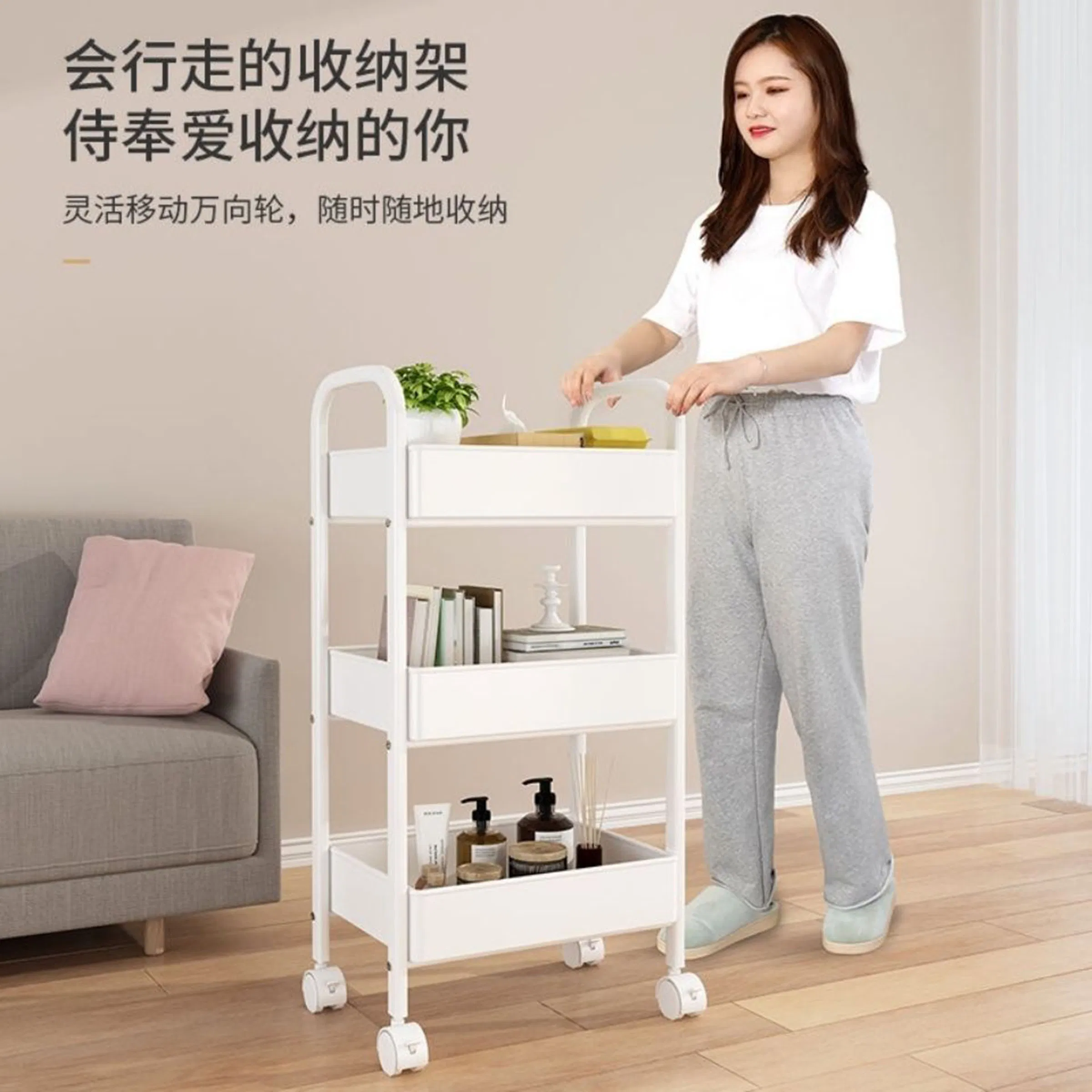 Multi-Layer Trolley Food Racks Household Mobile Racks Kitchen Multi-Functional Storage Racks