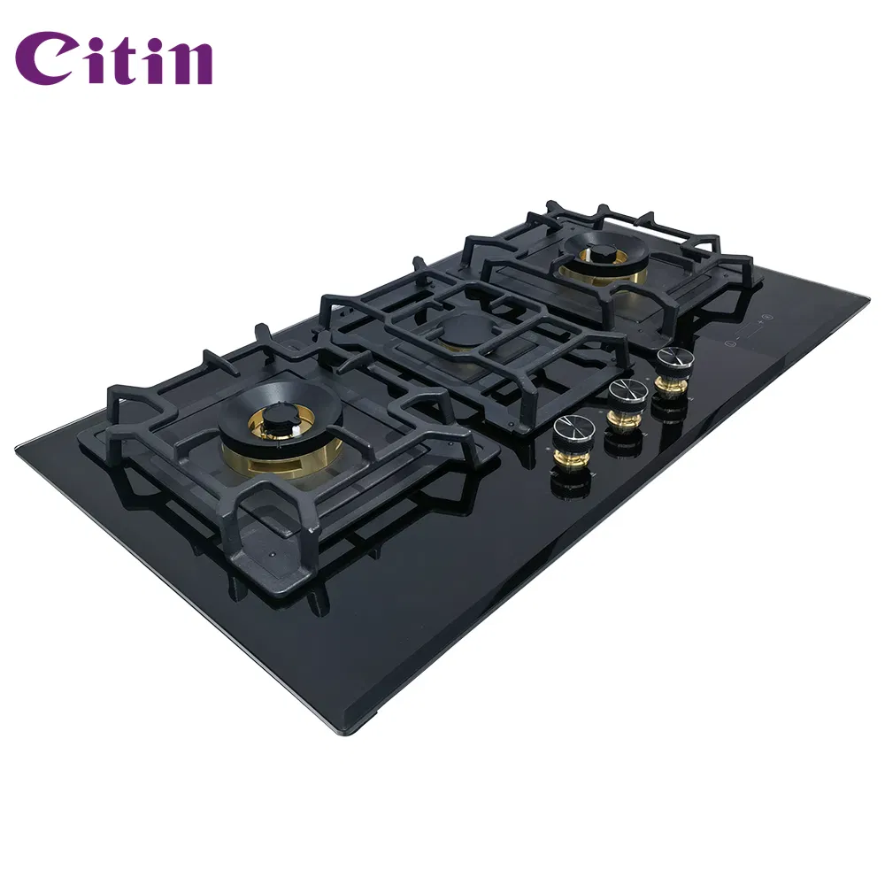 Timer Gas Hob with 3 Burners and Copper Construction Features Gas Stove
