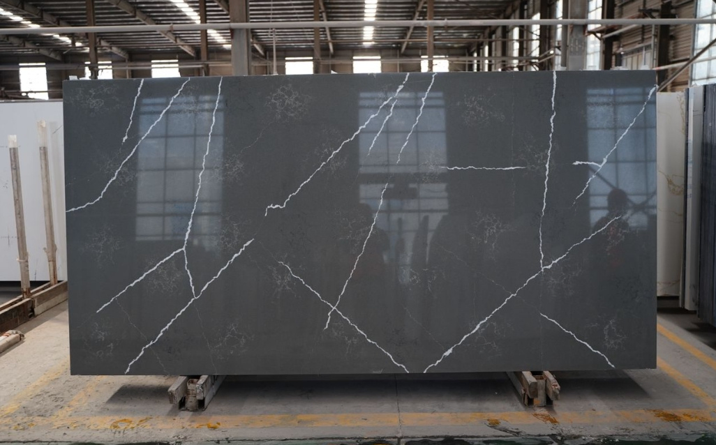 Calacatta Grey 6059 Artifical Quartz Stone Slabs Piedra De Cuarzo Artificial Glossy Surface Countertop Floor Wall Interior Decorations Blanco/Gris Estelar