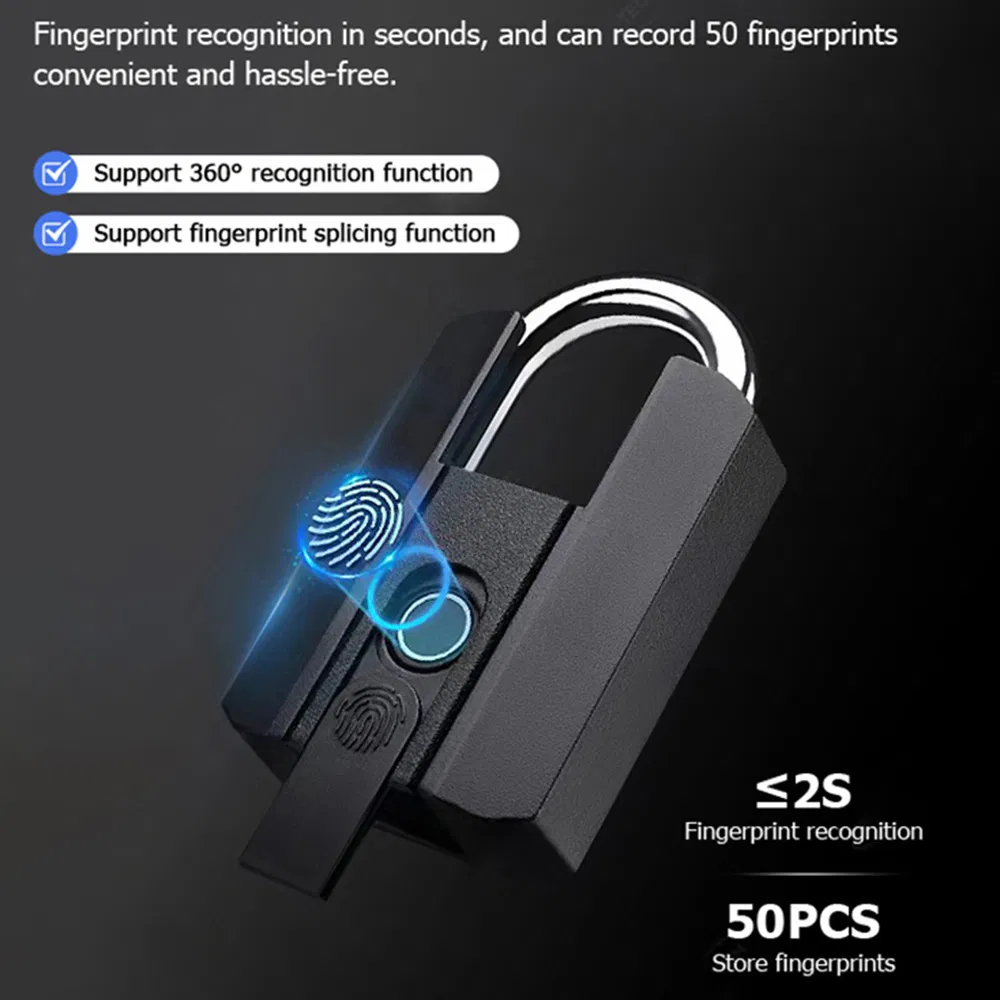 Waterproof IP65 Ttlock APP Bluetooth Smart Digital Fingerprint Padlock with Key