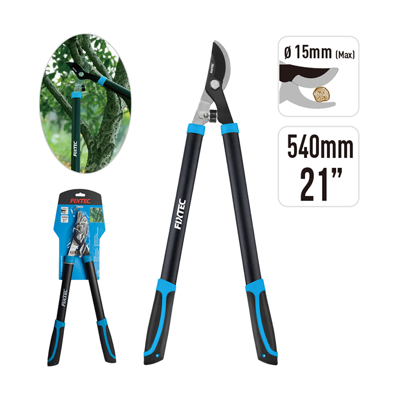 Fixtec Garden Tools Long Handle 540mm 21" PP+TPR Handle Lopper Telescopic Lopper Pruning Shear