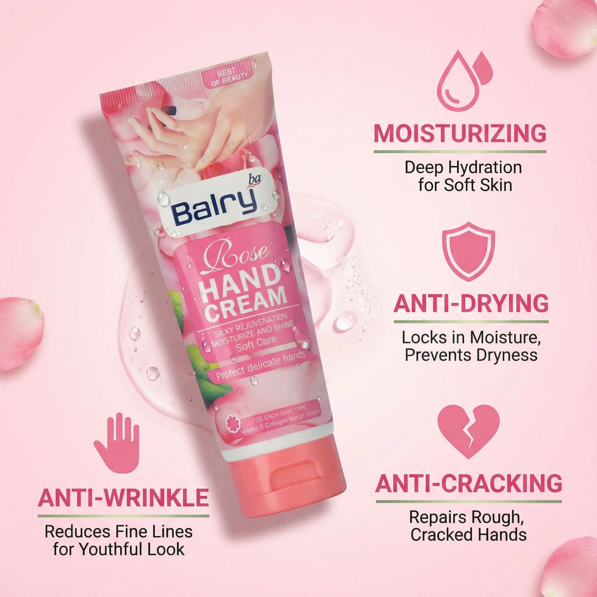 Hot Selling Rose Hydrating Skin Care Cream for Anti-Cracking Hand Cream