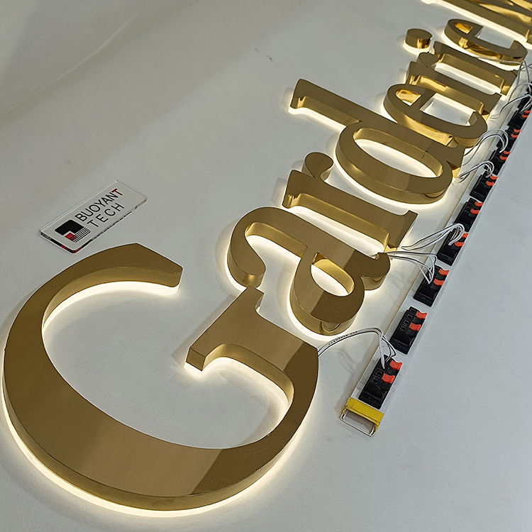 Custom Laser Cut 3D LED Sign Backlit Illuminated Metal Channel Letters Personalized Business Logo Reception Wall Company Sign