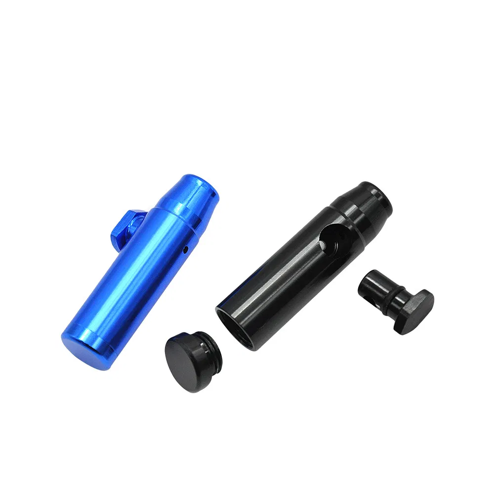 Metal Pipe Bullet Rocket Shaped Snuff Snorter Sniff Dispenser Nasal Hand