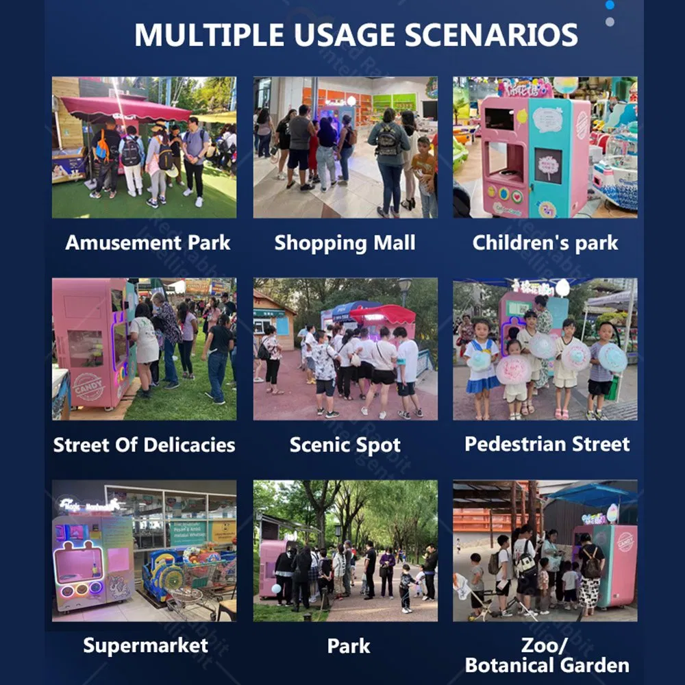 Red Rabbit Fully Automatic Amusement Parks Cotton Candy Vending Machine Candyfloss Machine Hygienic Design Shopping Malls Cotton Candy Maker