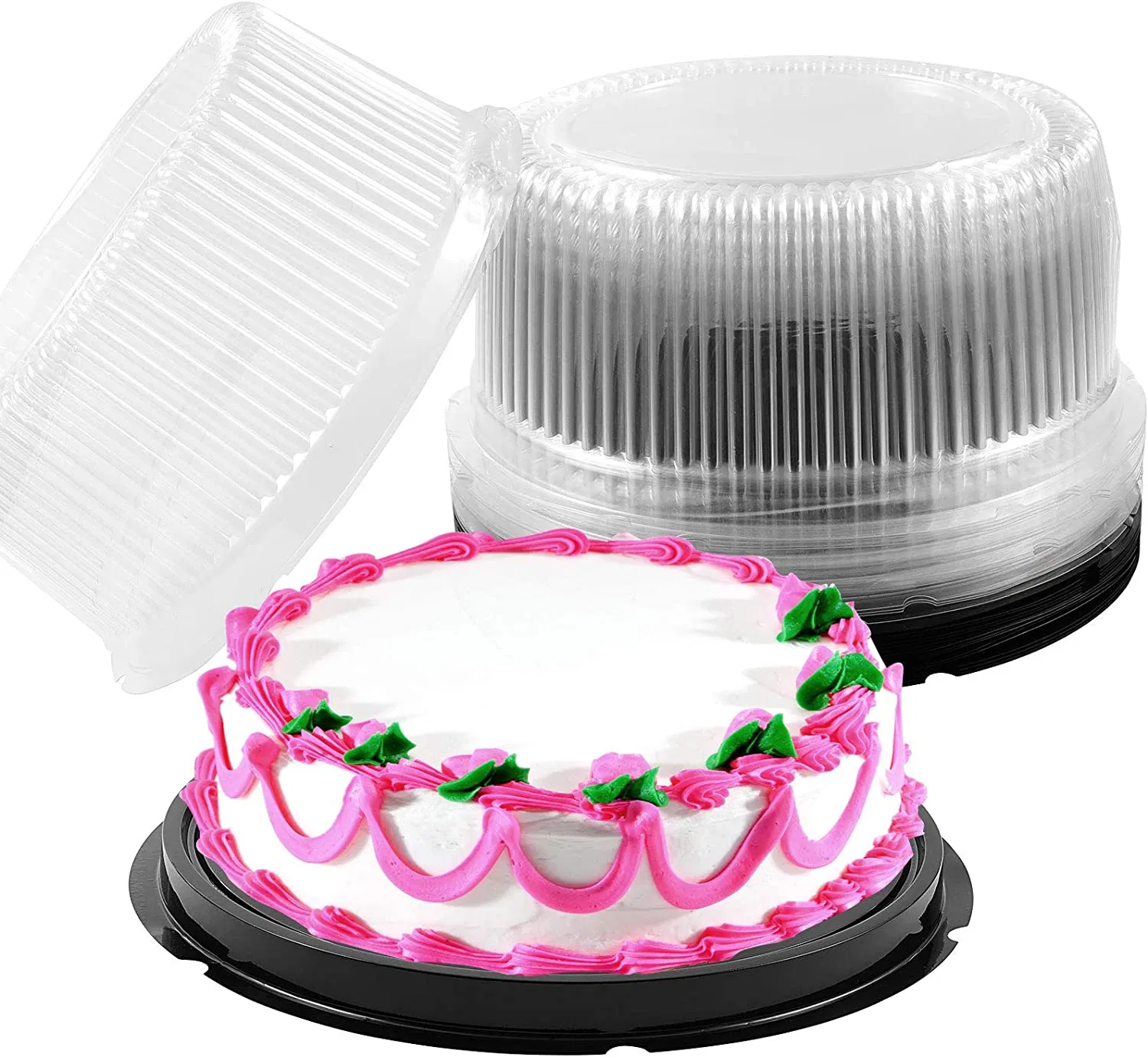 Plastic Cake Containers Disposable Clear Cake Carrier Holder with Dome Lids