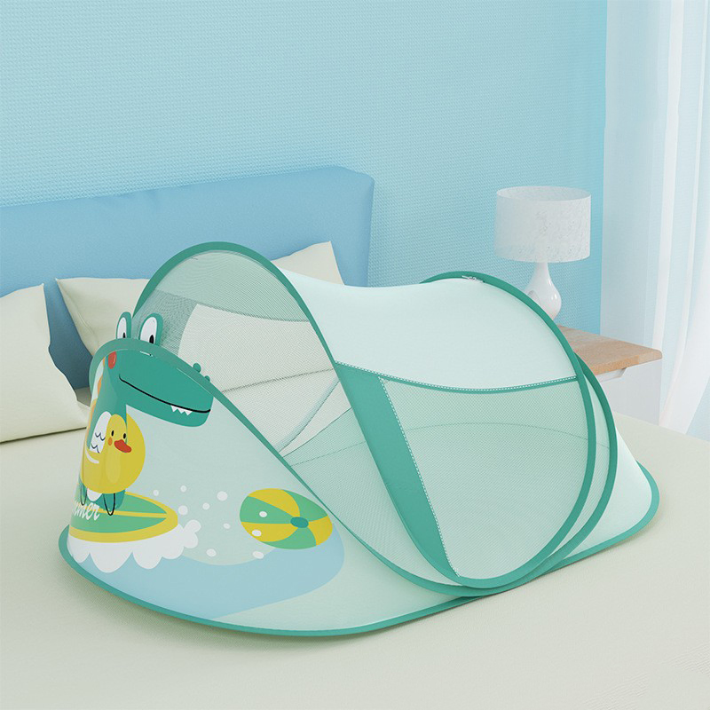 Safe Full-Cover Baby Mosquito Net for Sleeping Foldable Insect Net with Cute Cartoon Pattern