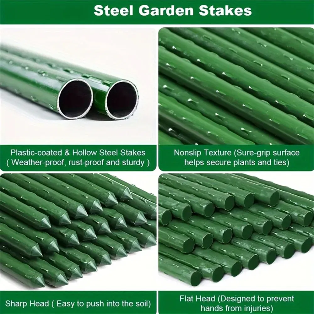 8PCS Garden Stakes Coated Steel Plant Pole for Fixing Trees and Plants, Tomato Sticks Supports for Potted, Yard Plant Support Stakes