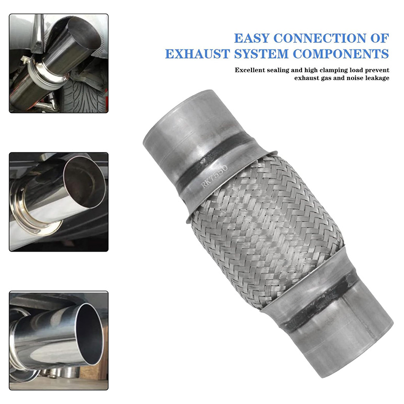 3" x 6" Heavy Duty Stainless Steel Exhaust Flex Pipe, 10" Overall Length