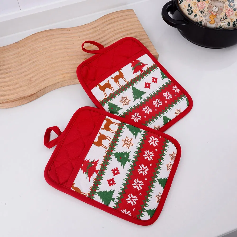 Factory Custom Christmas Polyester Table Mat Cooking Mitt Cotton Pot Holder
