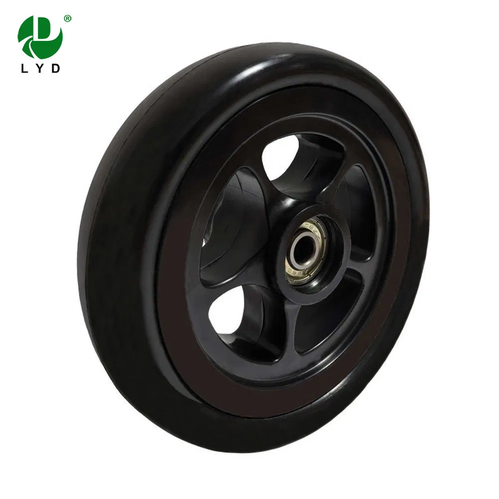 Shock Absorption Black 5 Inch Plastic Core Luggage Cart Wheel