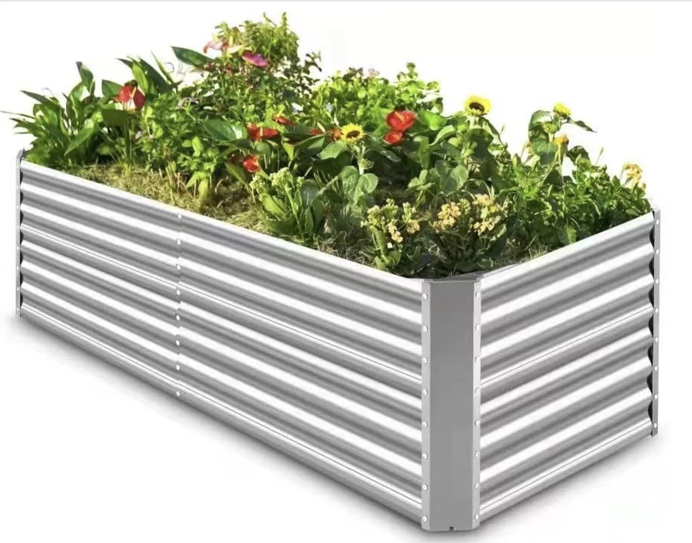 2FT High Metal Vegetable and Flower Galvanized Raised Garden Bed Kit