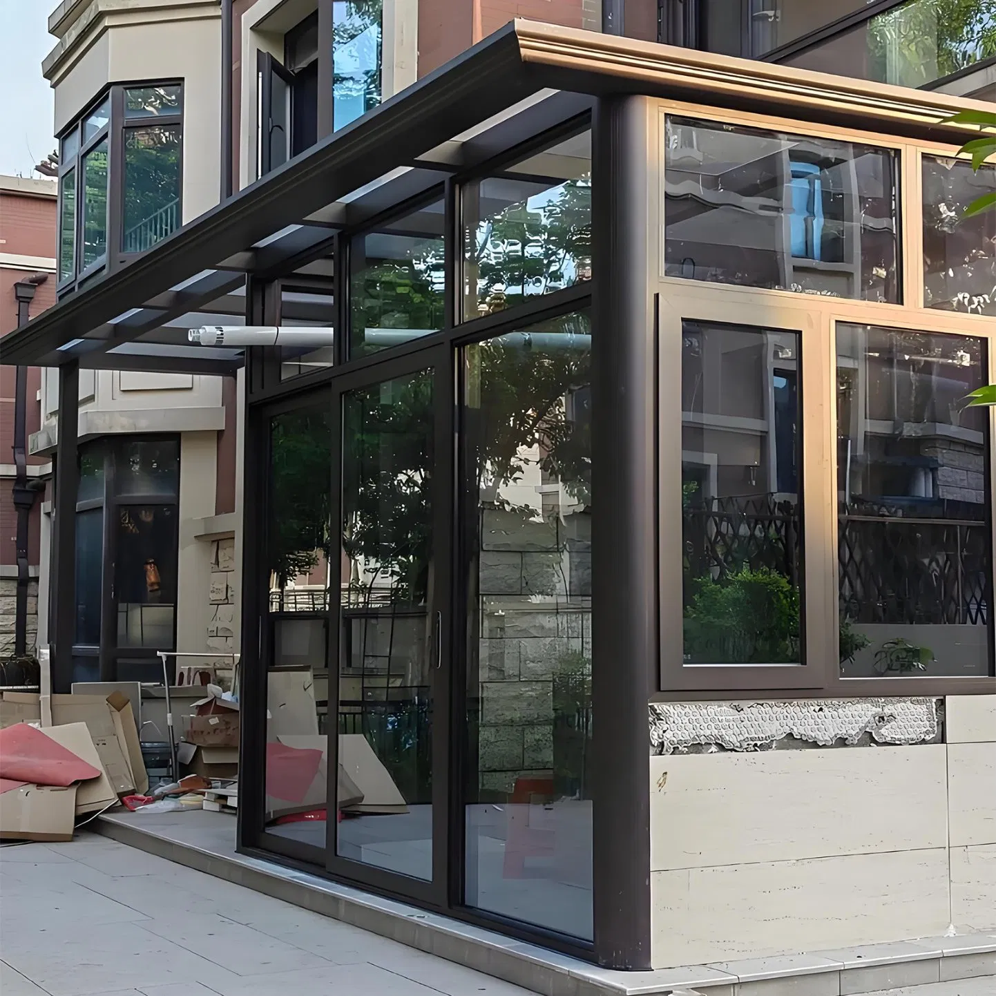 Tempered Glass Roof Aluminum Sunroom for Villa Garden Courtyard Terrace