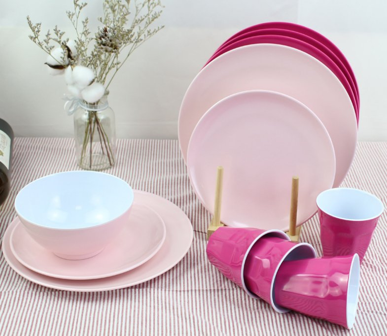 Baby Blue Color Home Restauant Use Houseware Solid Color Melamine, Customized Top Grade Plastic Melamine Diner Set