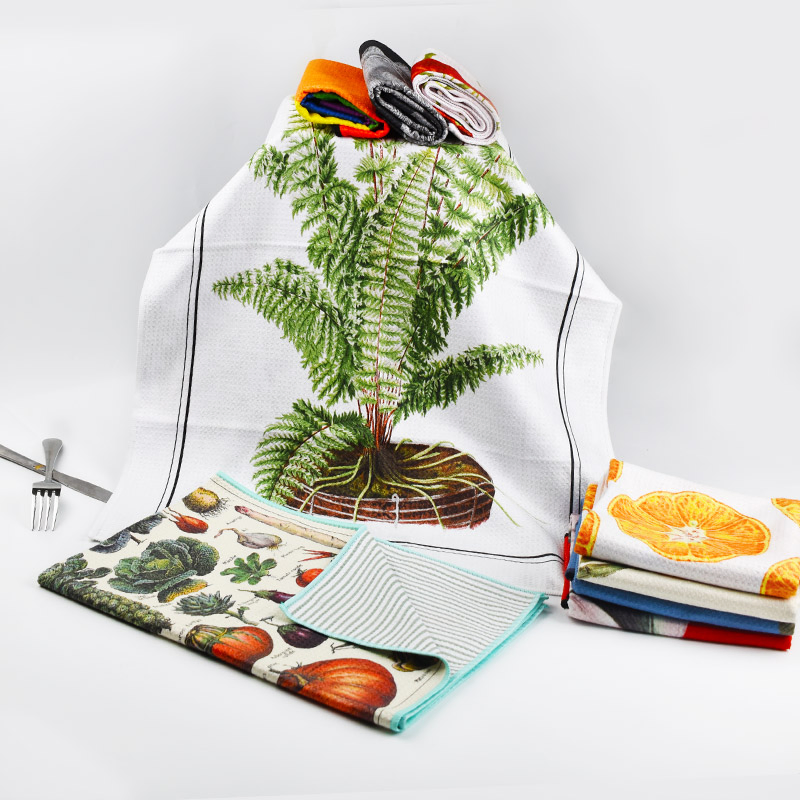High Quality Microfiber Reusable Sublimation Printed Kitchen Tea Towel