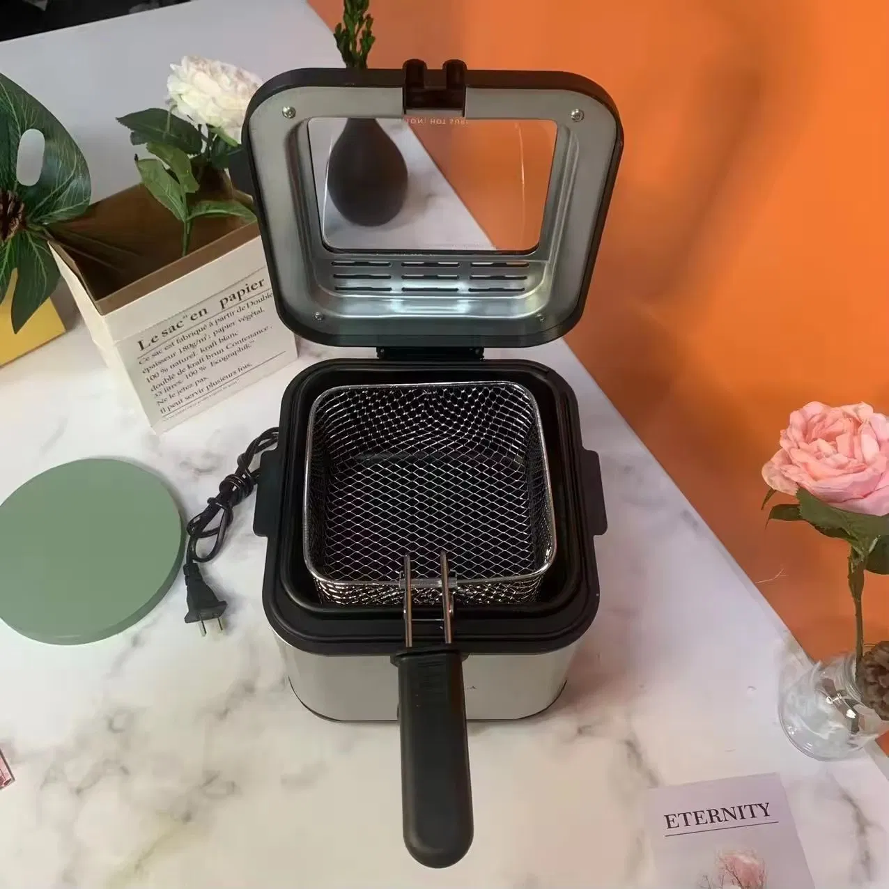 Household Electric Fryer Large Capacity Fried Chicken and French Fries Electric Oil Fryer Snack Stainless Steel Fryer