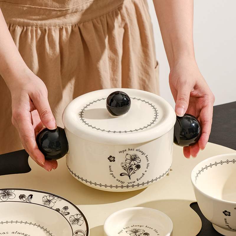 Nordic Style Ceramic Tableware Household Rice Bowl and Plate Set