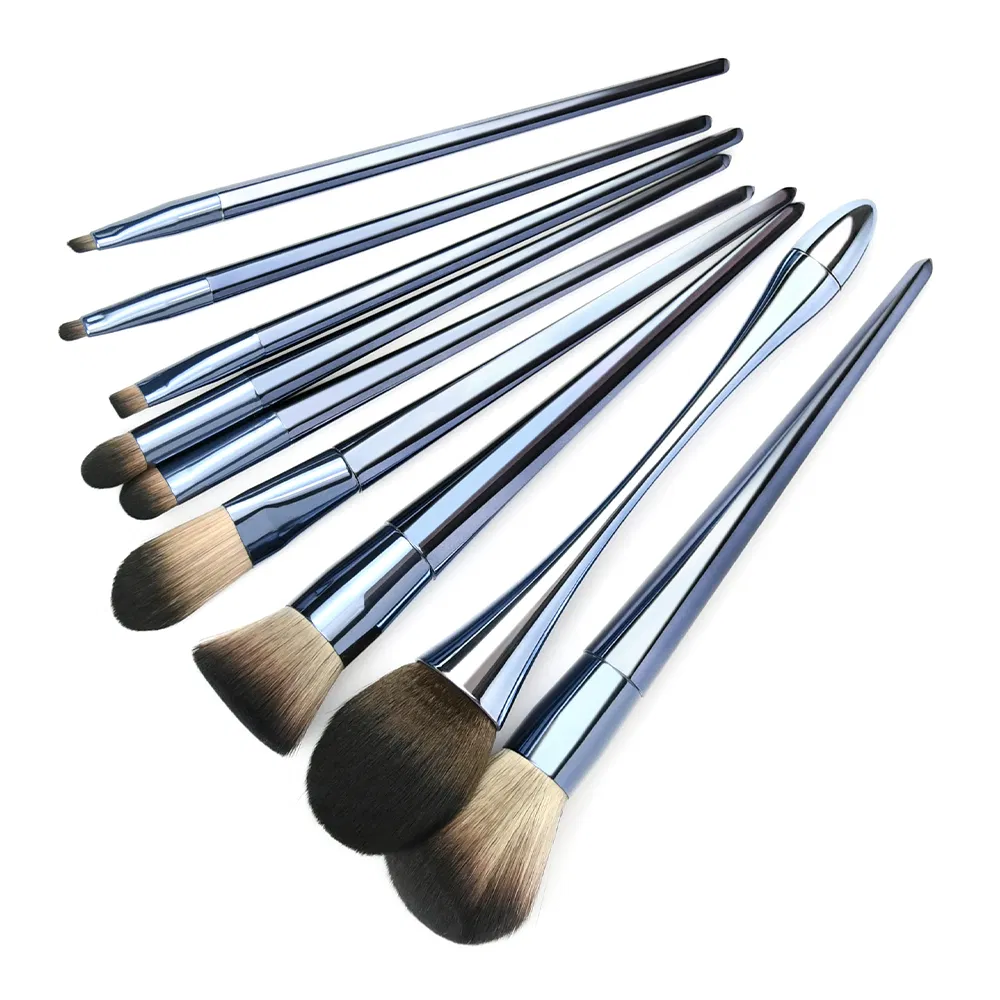 Professional Wholesale 9PCS Plastic Handle Cosmetic Powder Face Makeup Brush Set for Eye Shadow