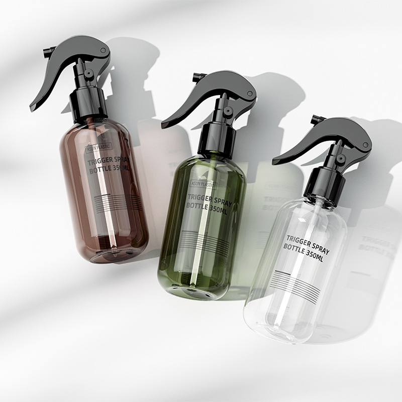100ml 200ml 350ml Mini Trigger Bottle Amber Transparent Round Cosmetic Toner Perfume Plastic Trigger Spray Pump Bottles