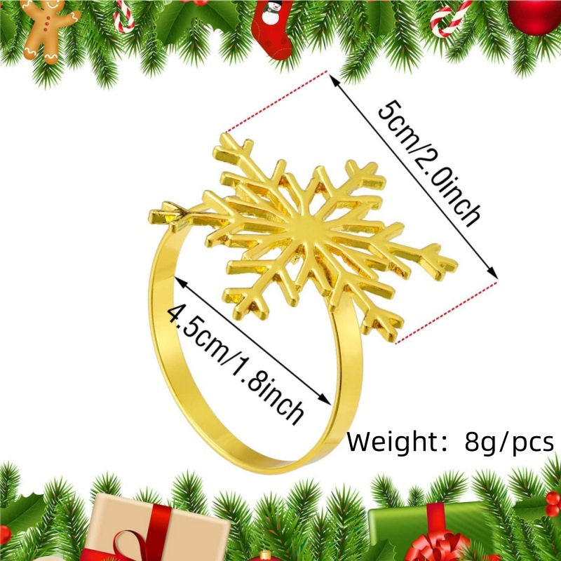 Christmas Snowflake Napkin Rings Gold Napkin Buckle Table Decorations for Festival Parties