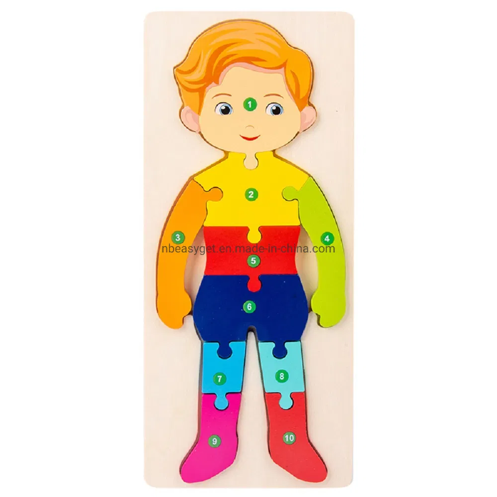 Wooden Animal Shape 3D Puzzle for Kids Gift Toys for Baby Toddler Children Learning Educational Jigsaw Eco-Friendly Children Toys Esg17557