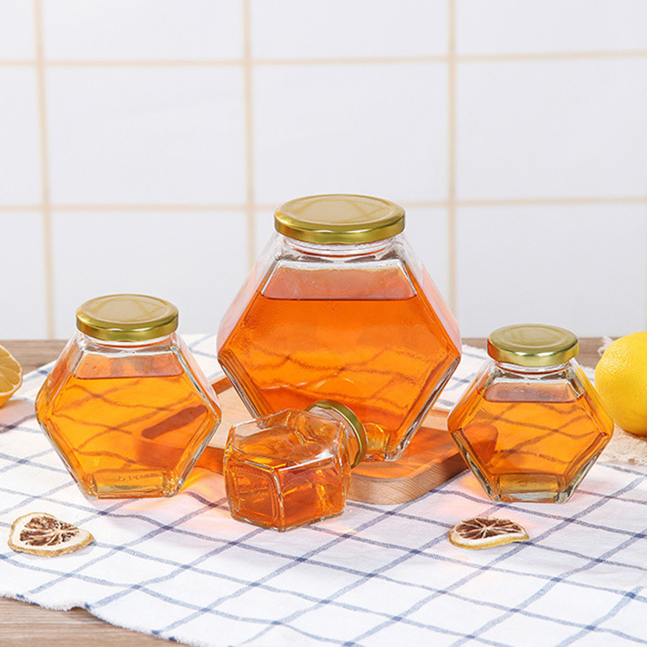 Kitchen Candy Jar with Lid Honeycomb Shape Container Storage Bl30012