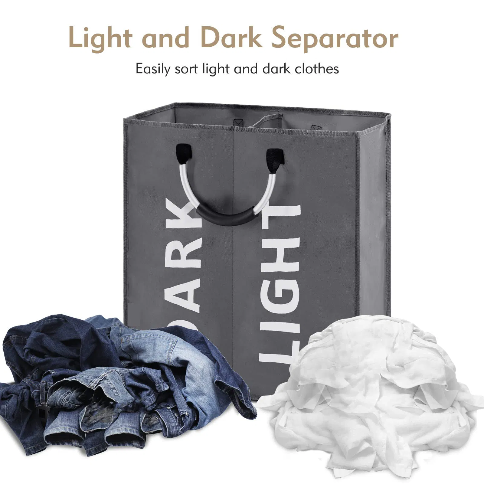 Portable Home Organization Large-Capacity Foldable Double-Compartment Waterproof Laundry Basket