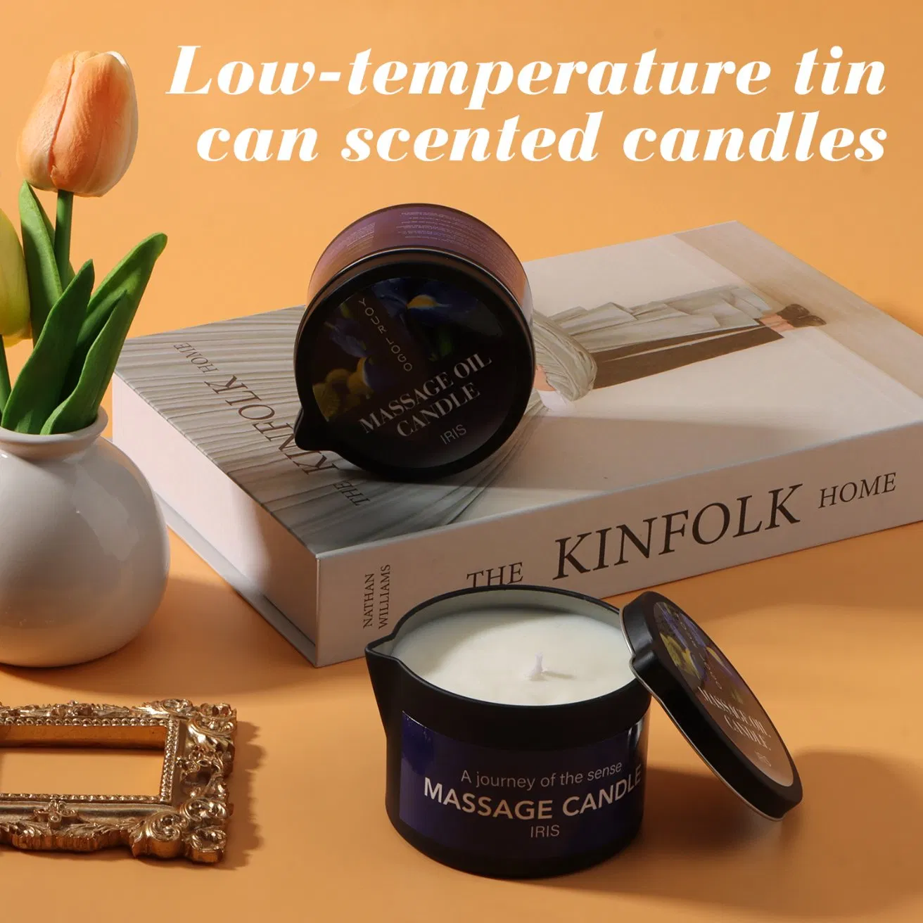 Soybean Wax Warming Massage Candle for Stress Relief Skin Moisturizing