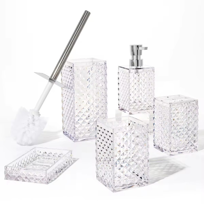 Factory Outlet Sanitary Ware Bath Storage Accessories 5PCS Acrylic Modern Bathroom Set