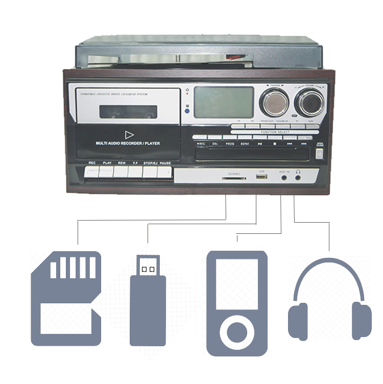 Fanvinyl Record Player Cassette Play Am FM Radio Stereo Phonograph Player Gramophone