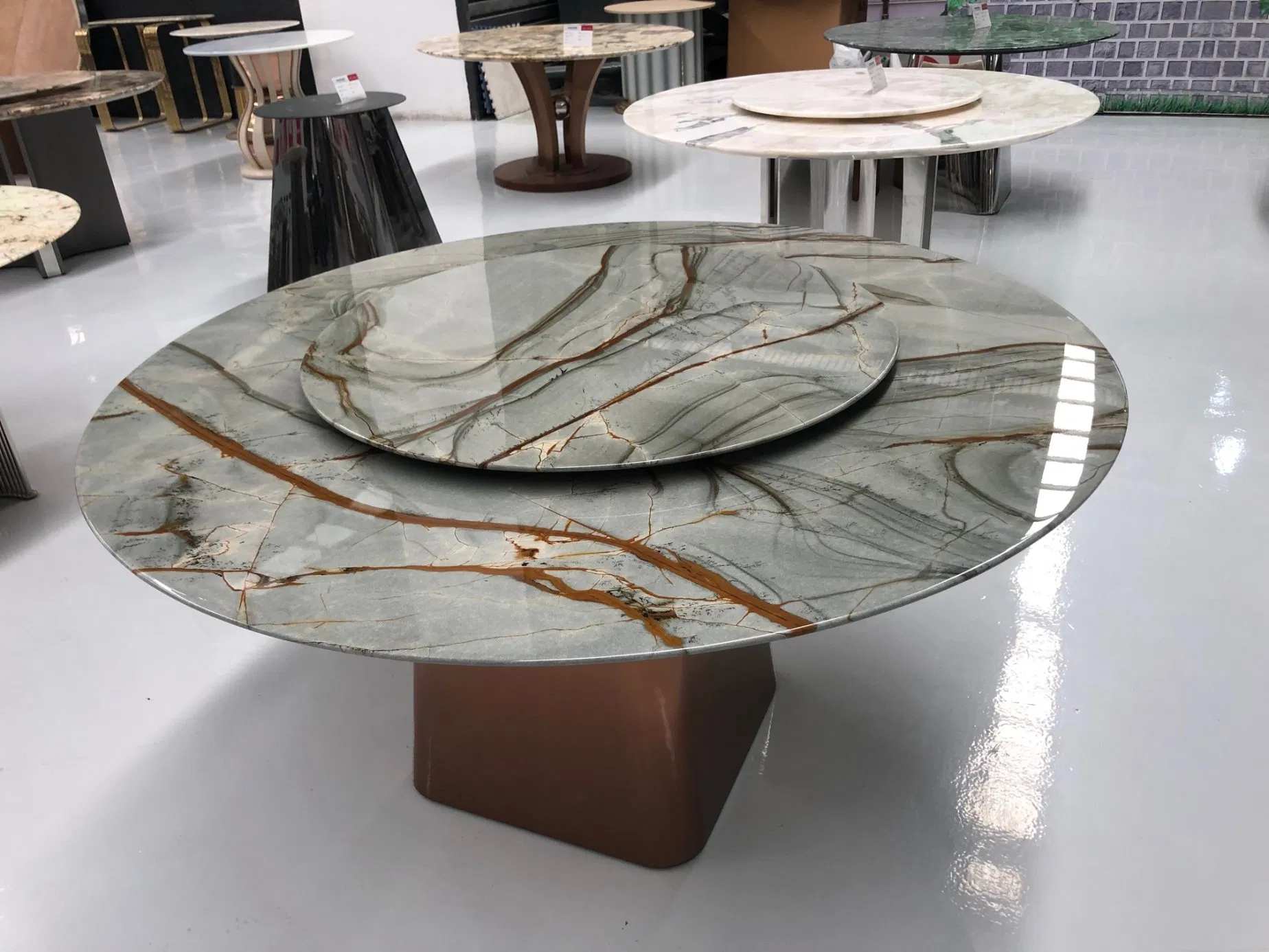 Luxury Rectangular Blue Roma Quartzite Dining/Coffee/Side Table with Stainless Steel Leg