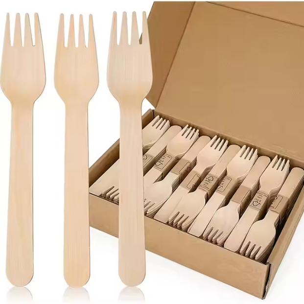 High Quality Cheapest Wooden Tableware Set Wooden Cutlery Spoon Custom Logo Packaging Wooden Tableware Set